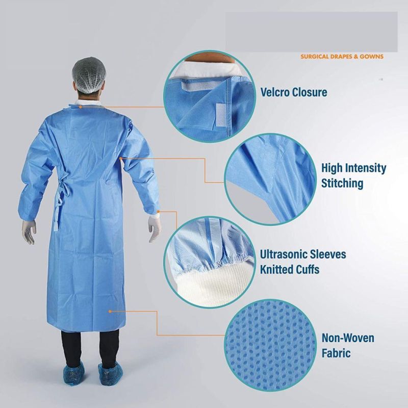 Factory Medical Consumable SMMS Disposable Gown Surgical Grade