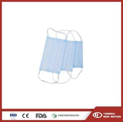 Stock Products Flat Elastic Ear Loop Non-Woven Fabric 3 Ply Disposable Face Mask