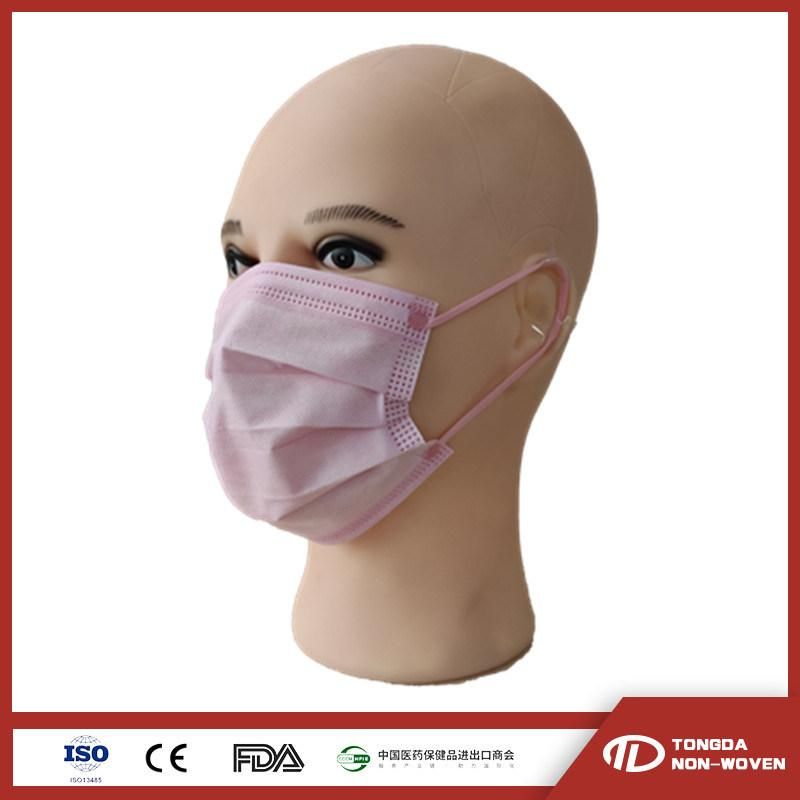 Disposable Pink Color Non Woven Face Masks