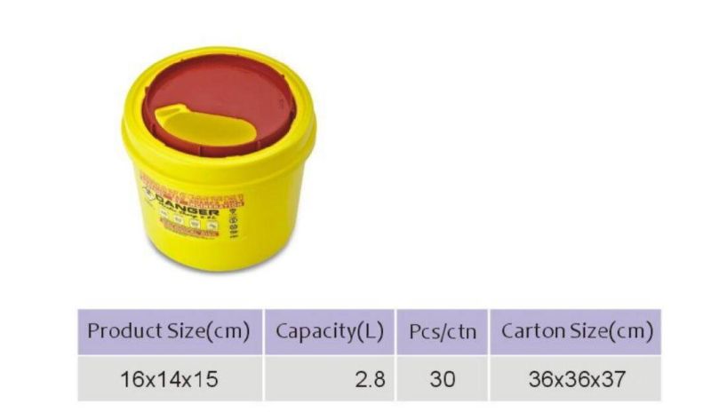 2.8L Best Selling Biohazard Plastic Sharps Container for Sale