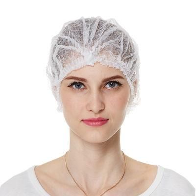 Disposable PP Non Woven Strip Clip Cap Bouffant Head Cover Hair Net Doctor Hat Round Mob Cap