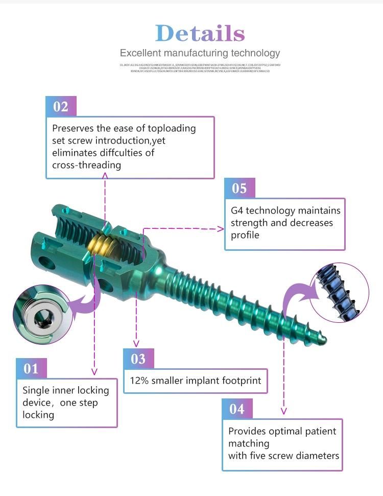 Orthopaedic Spine Implants Spinal System Double Core and Double Thread Pedicle Screw