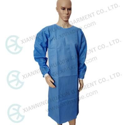 03G Blue SMS Doctors Dress Disposable Medical Isolation Gown Surgical Gown with Knit Cuff for Hospital Operating Theater