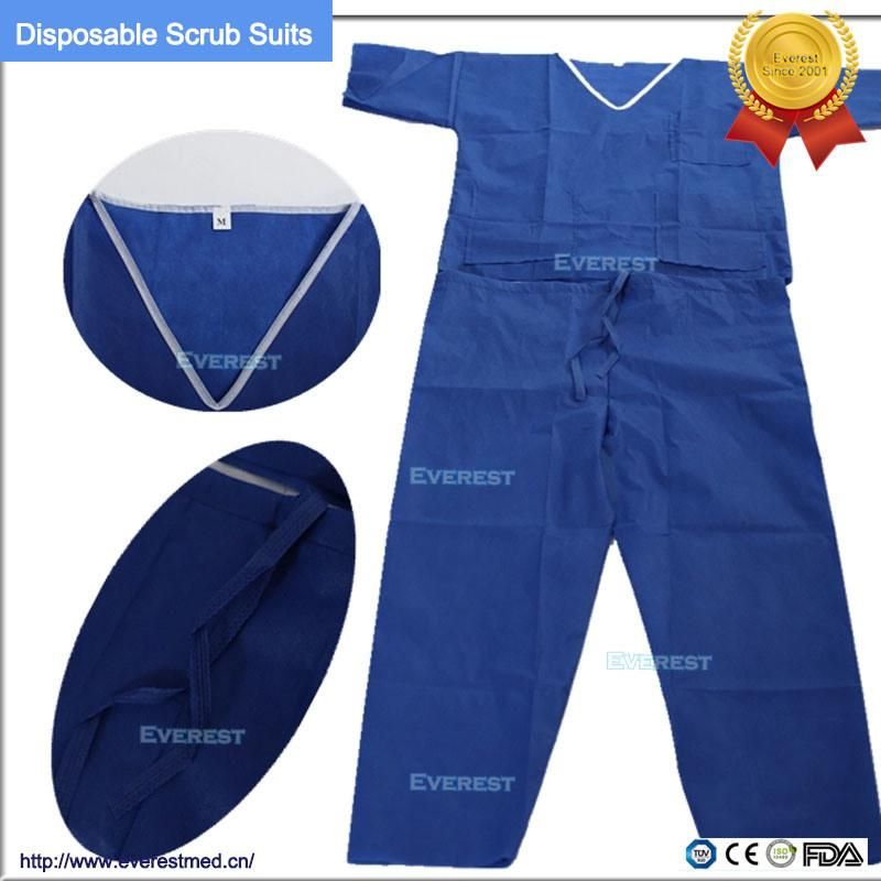 Disposable V-Neck Scrub Shirt Blue