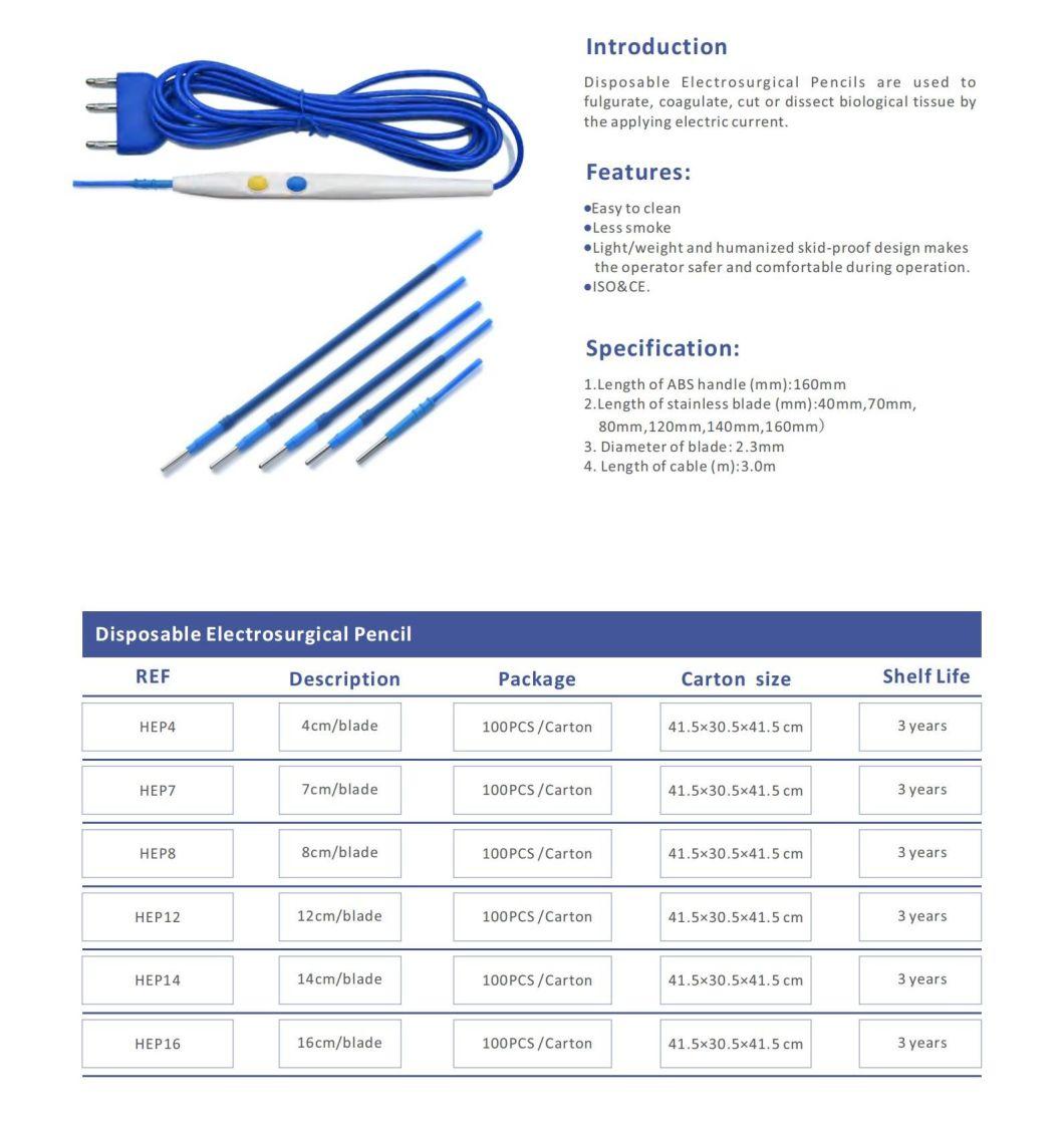 China Factory Supply Easy to Clean Disposable Electrosurgical Pencil