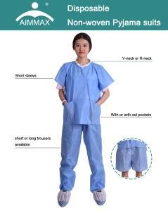 Cheap Disposable Non Woven Medical Blue Scrub Suit