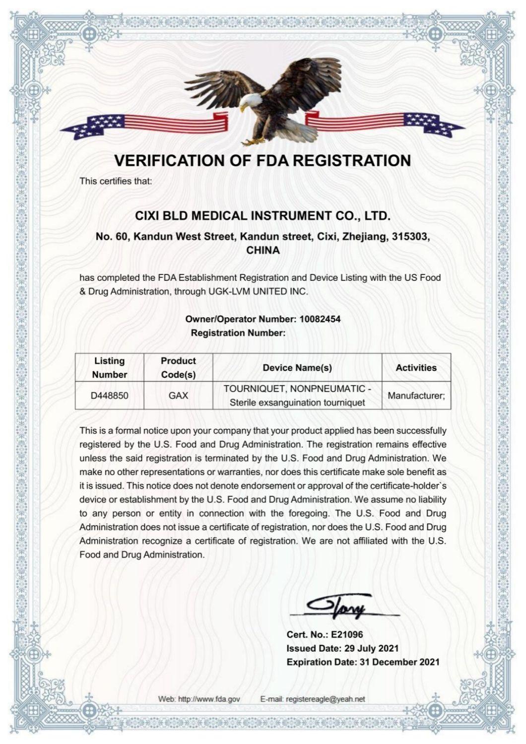 Sterile Nonpneumatic Exsanguination Tourniquet Hot Sell to Turkey FDA Certified Stop Bloodloss in Limb Surgery Tka Surgical Device