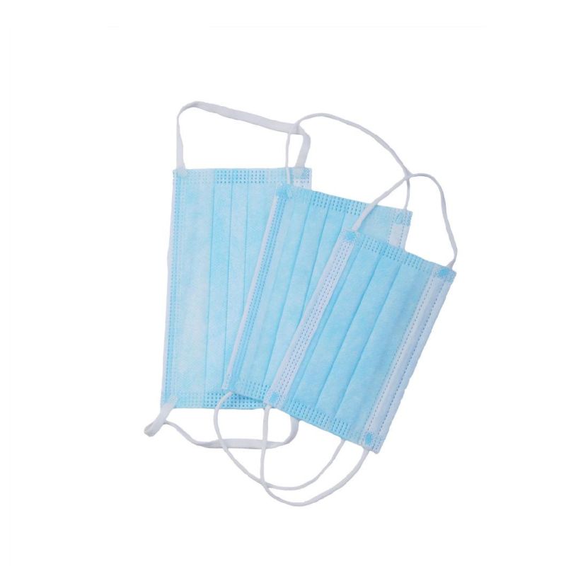 White List Flat Elastic Ear Loop Non-Woven Fabric 3 Ply Medical Face Mask