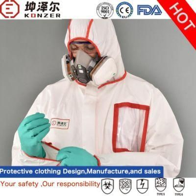 K2000b Medical Disposable Heat Tape/Stripped Chemical Protective Coverall with No Logo Printing