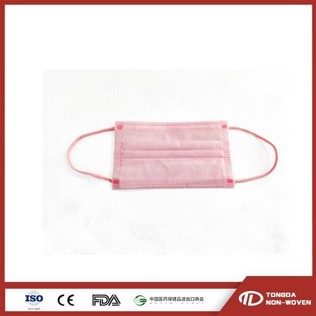 Pink Elastic Medical Standard Party Mask 3 Ply Disposable Face Mask