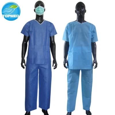 Disposable Non-Woven SMS/ PP Fabric Patient Gown/Scrub Suits/Hospital Clothing