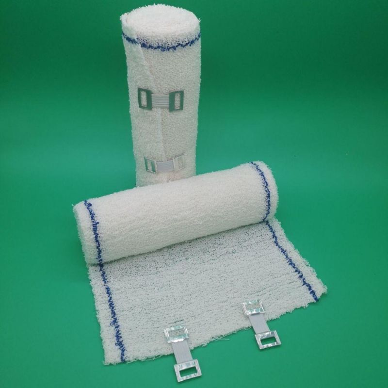 Pure Cotton Elastic Crepe Bandage with Blue Yarn Latex Free