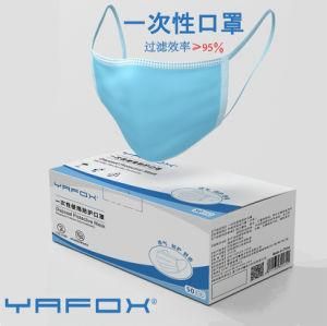 Ce Type Disposable Medical/Surgical Face/Facial Mask with Earloop 3 Ply Bfe 99% Hypoallergenic Ultra-Soft