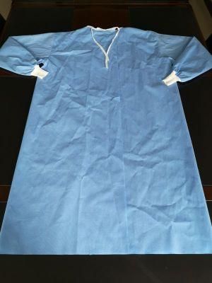 Surgery Use Protective SMMS Surgical Gown with Knitted Cuff Reinforce En13795