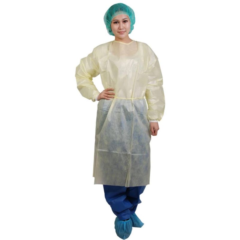 Disposable PP+PE Yellow Waterproof Isolation Gown