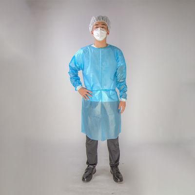 Anti-Water PP PE Long Sleeve Non-Medical Chemistry Blue Isolation Gown