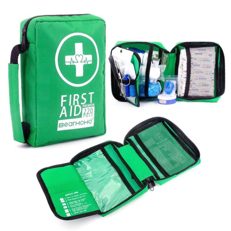 220PCS First Aid Kit for Car Home Travel Hiking Camping Outdoor Emergency Kits Green First Aid Bag