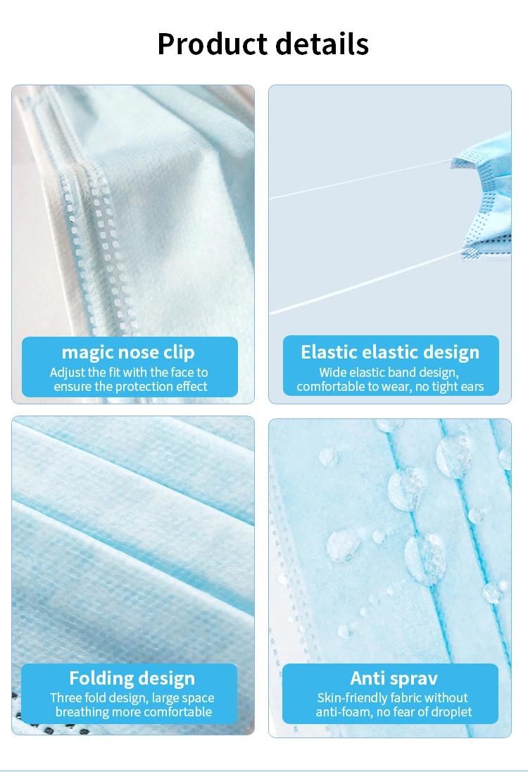 50PCS/Box Breathable Nose Mouth Cover 3 Filter Layer Earloop Disposable Face Mask Nonwoven Face Mask