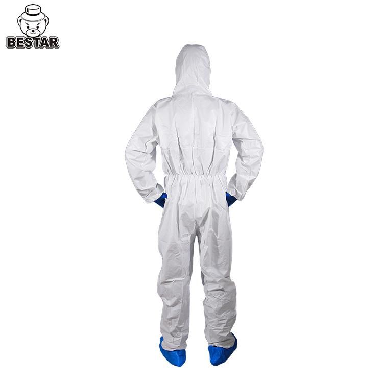 CE Certified Waterproof Nonwoven Disposable Microporous Film Type 5/6 Virus Protection Medical Coverall