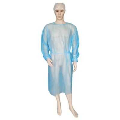 Disposable Robe Chirurgical Jetable Tissu Isolant Chemisier PPE Isolation Gown Disposable Blue Isolation Gown with White Cuff