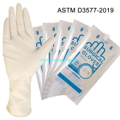 ASTM D3577-2019 Hospital Work Medical Wholesale Sterile Latex Surgical Gloves Disposable White Rubber Gloves