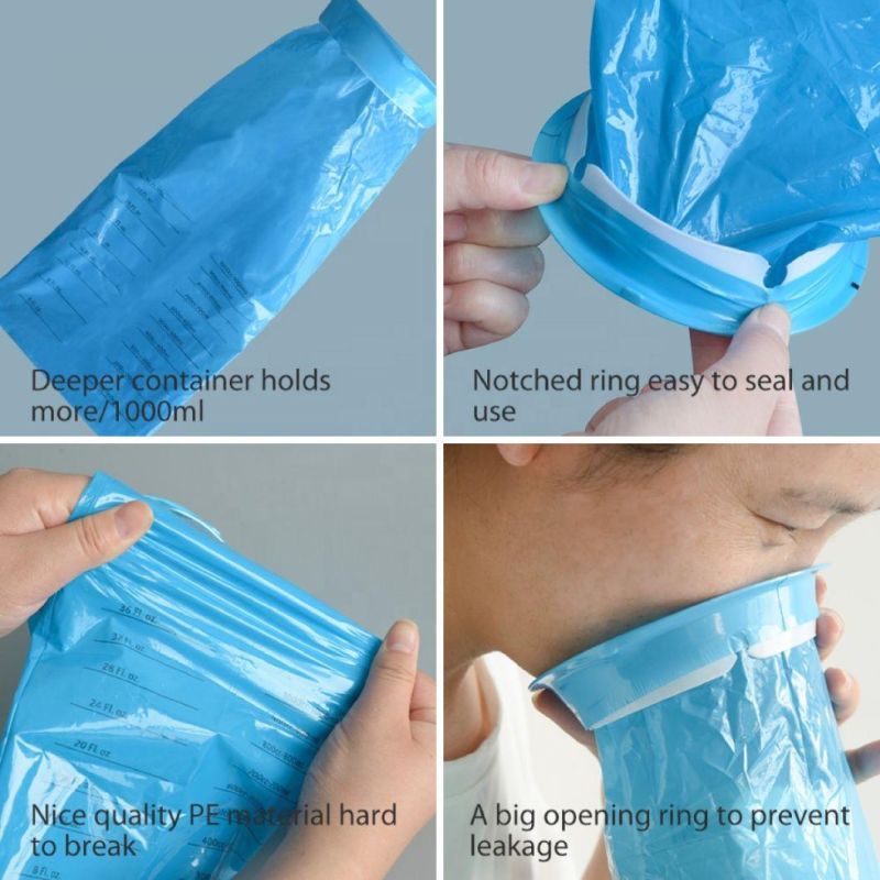 LDPE 1000ml Plastic Airplane Travel Vomit Emesis Bag Blue Custom Barf Bags