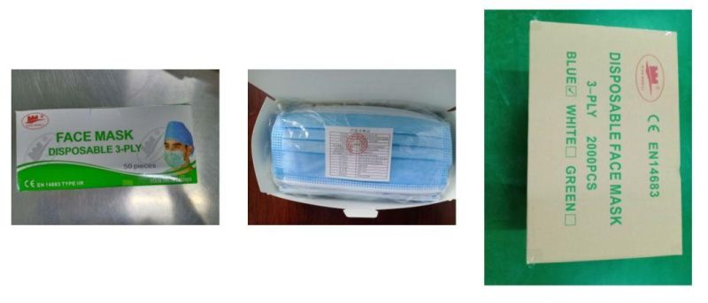 Colored Disposable 3 Layer Medical Face Mask European Standard Type Iir Mask