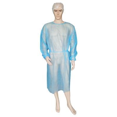 Disposable Non Woven Exam Gowns Fluid Resistant Blue PP Isolation Gown Smock Spp Visitor Cloak Polypropylene Surgeon Gown with Tie Closure