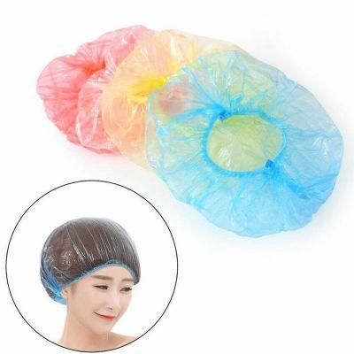 100 PCS Disposable Plastic Elastic Bath Cap Disposable PE Shower Cap Disposable Strip Waterproof Hair Cap