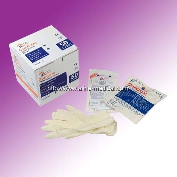 Working Latex Powder or Powder Free Medical Surgical Operation Gloves of Rubber Coated (MW218) for Medical Sterile