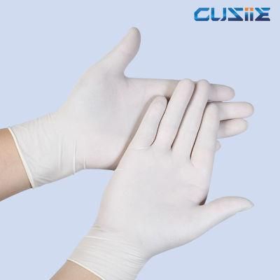 Examination Disposable White Latex Gloves Powder Free Protective Glove