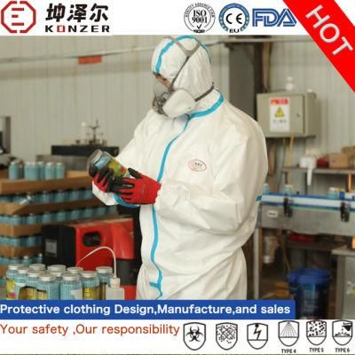 Manufactured China En 14126 Konzer Microporous Film Hospital Uniforms Protective Coveralls