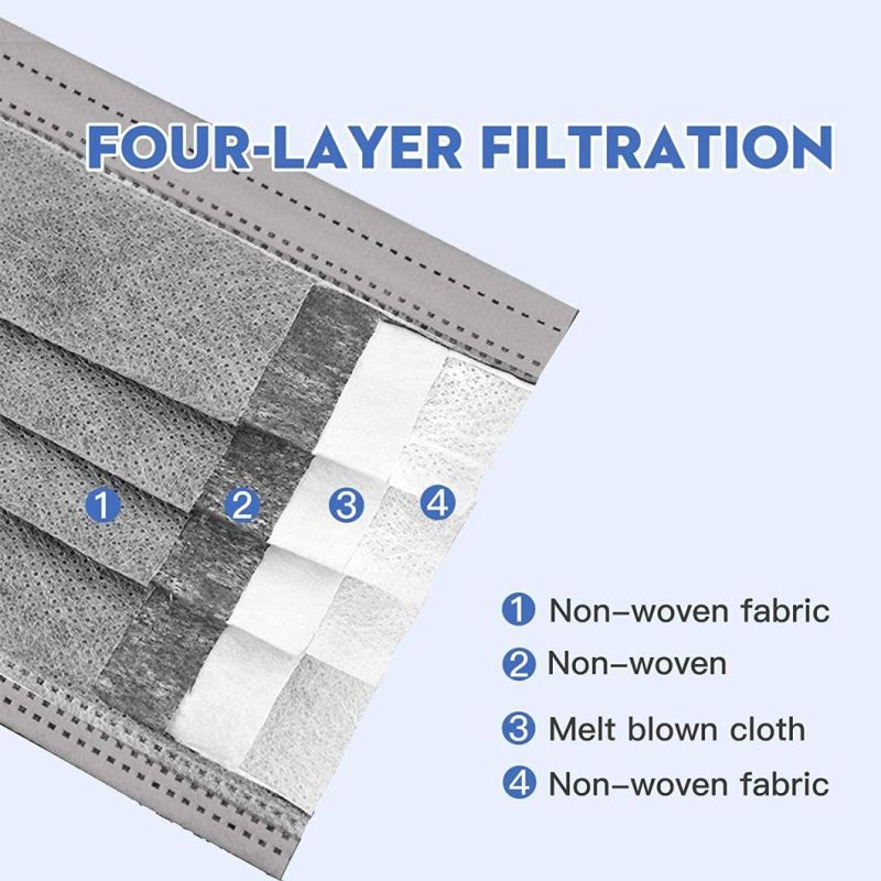 Mk Non-Medical Protective Disposable 4 Ply Activated Carbon Non-Woven Fabric Filter Dust Mask