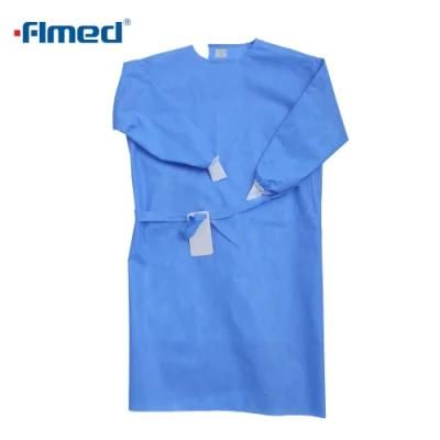 AAMI Level 2 3 En13795 PP SMS Ssmms Spun Lace Non-Woven Reinforcement Medical Disposable Surgical Gown Apron Isolation Gown ISO13485 CE