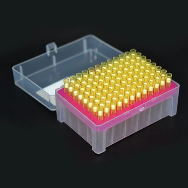 Yellow PP Pipette Tips with Filter Racked