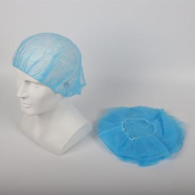 21&quot; Blue Disposable Medical Non Woven Fabric Bouffant Cap