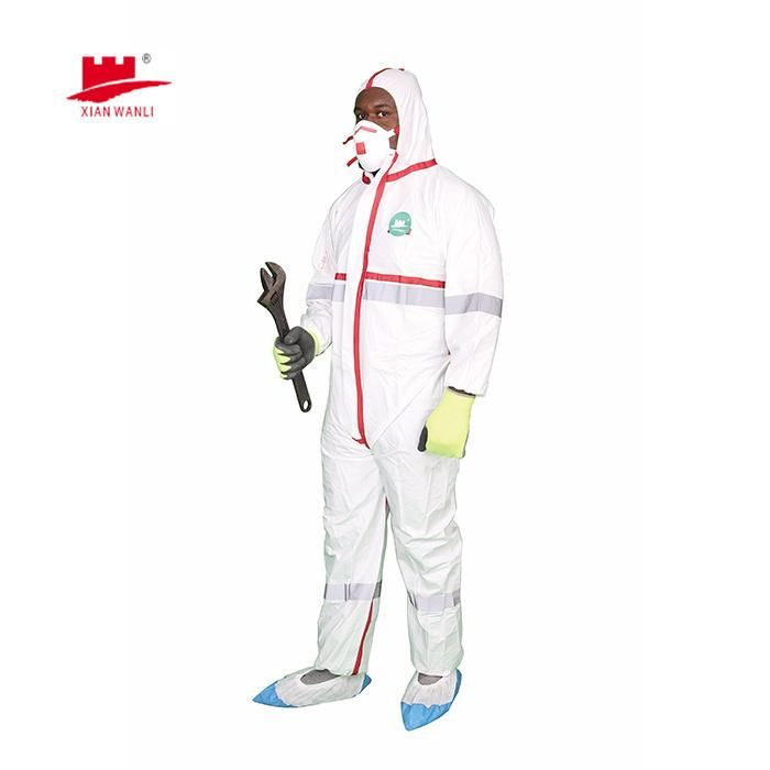 Type 4/5/6 Chemical Coverall En14126 Blue PPE Suit Disposable Coverall Overalls Disposable with Hood