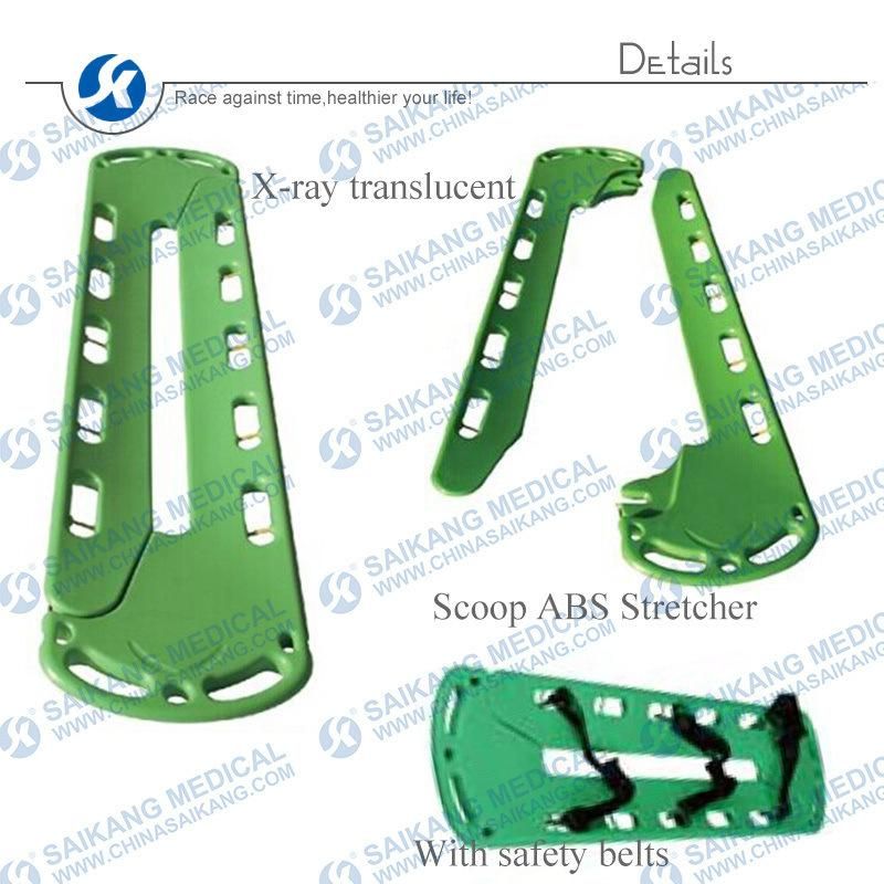 Medical Appliances X-ray Transcluent ABS Scoop Spine Board