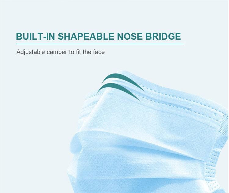 Medical Adult Protective Face Mask Non Woven Disposable Flat Earloop Ply Nonwoven Disposable Surgical Face