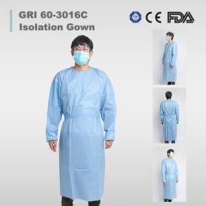 SMS Level 2 Non Sterile 40g PP+PE Protective Suit Neck Velcro Coverall Hospital Use Fluid Penetration Isolation Gown