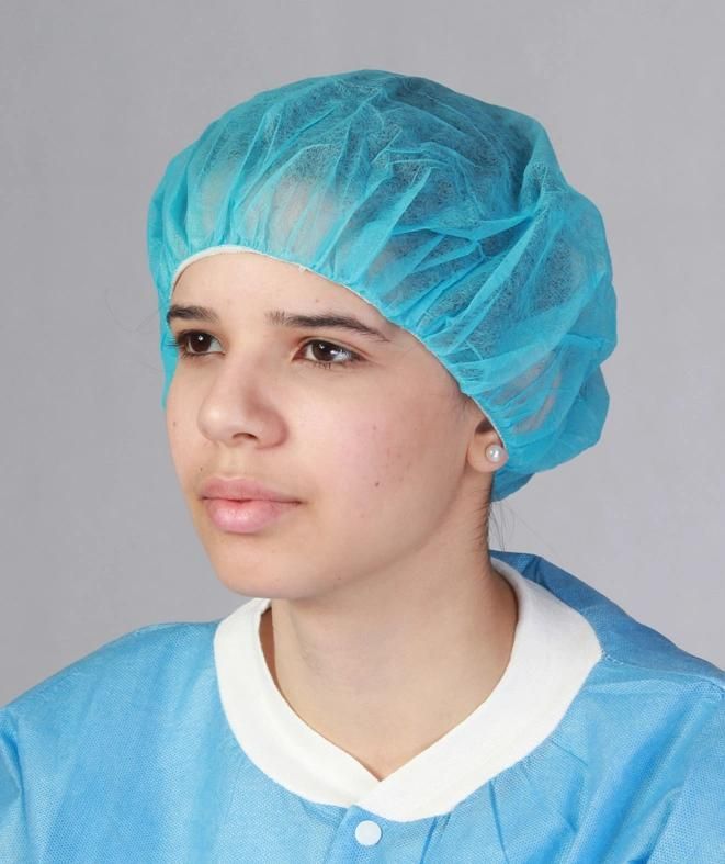 Round Bouffant Cap Disposable Surgical Cap PP SMS White Blue Green