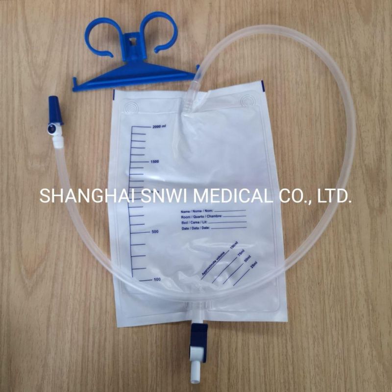 2000ml Disposable Medical Sterile Luxury Urinary Collection Drainage Urine Bag with T-Valve