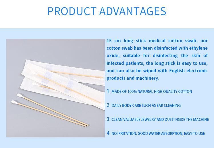 Various Good Quality Medical Cotton Long Single Tip Swab Disposables