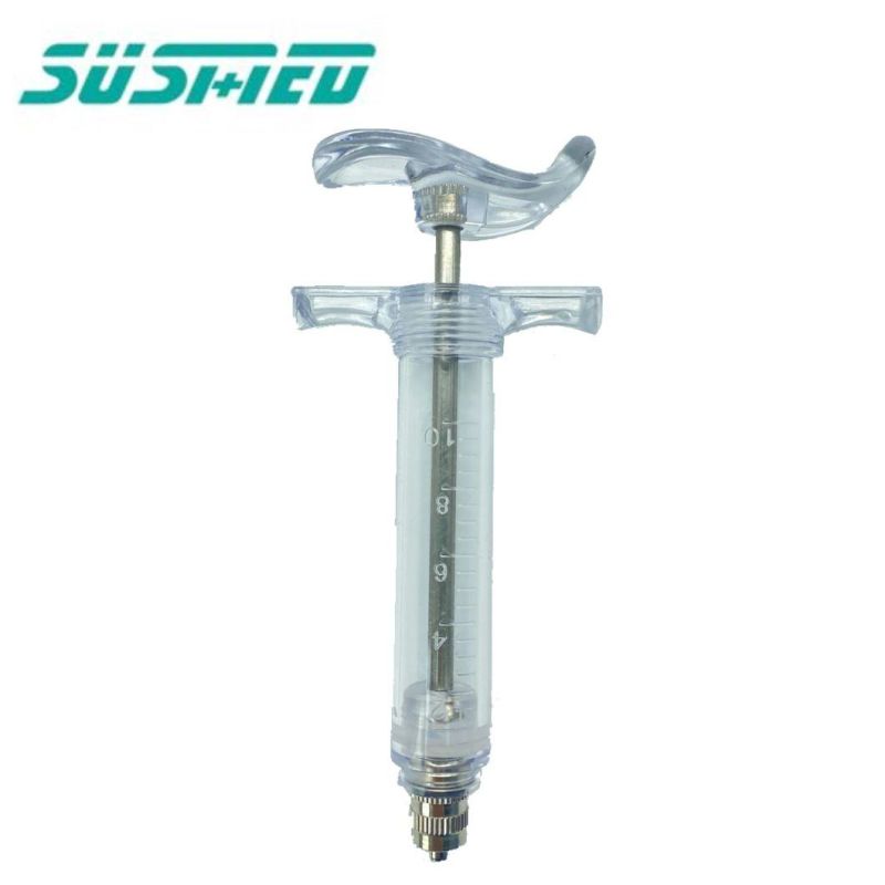 Hot Selling New 10ml / 20ml Plastic Steel Veterinary Syringe Reusable Veterinary Vaccine Syringe