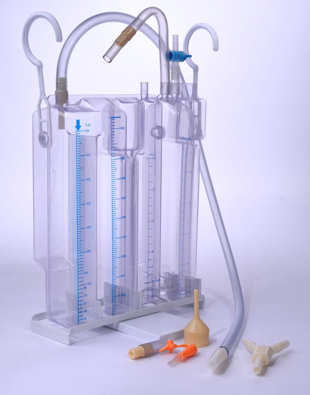 Factory Price Medical Diposable Single Double Triple Chamber Chest Thoracic Drainage Bottle with CE Certificate