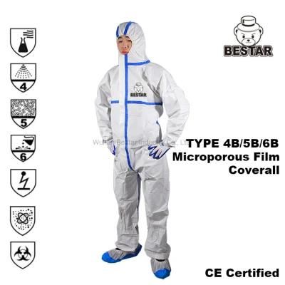 High Quality Disposable Protective Type 4b/5b/6b Microporous Film Coverall
