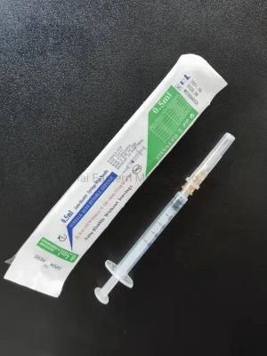 Disposable Medical Device Auto-Disable Syringe with Needle 0.5ml