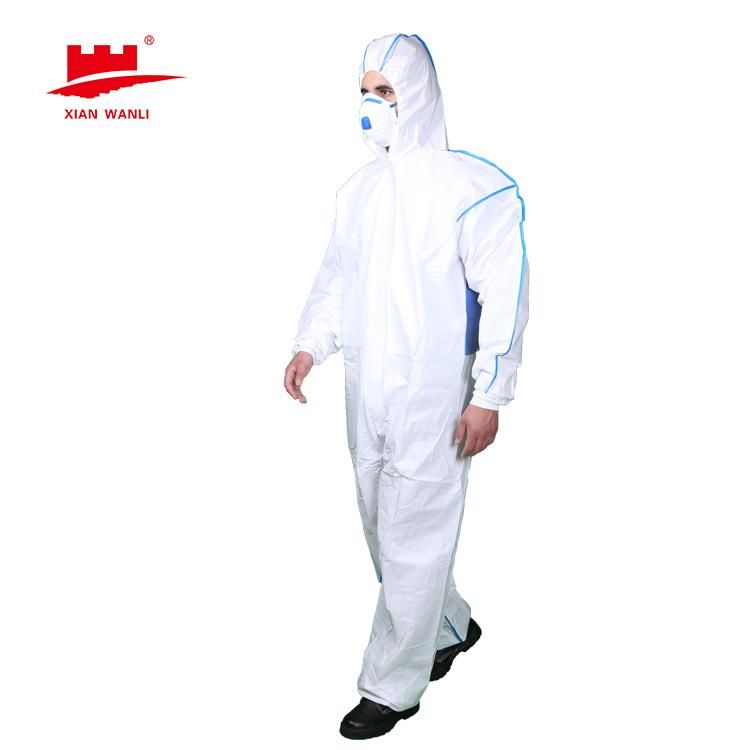 Design PP Disposable Non Woven Coverall Blue Breathable Coveralls