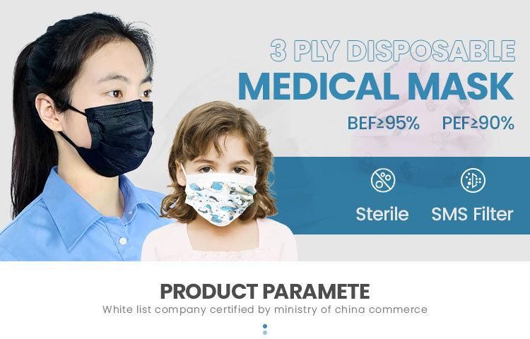 Black Wholesale CE Disposable 3 Ply Protective Facial Face Medical Mask