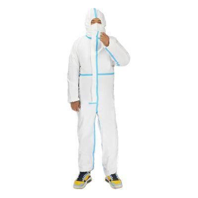 Type 4/5/6 Medical Disposable Chemical Microporous Coverall Suit with Hood